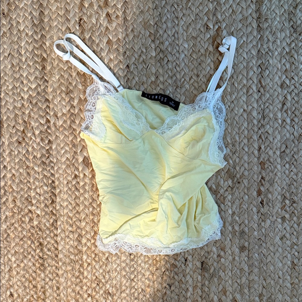 Lioness Lemon Camisole with White Lace
